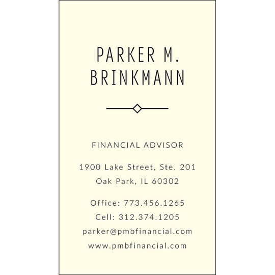 Vertical Diamond Motif Business Cards - Raised Ink